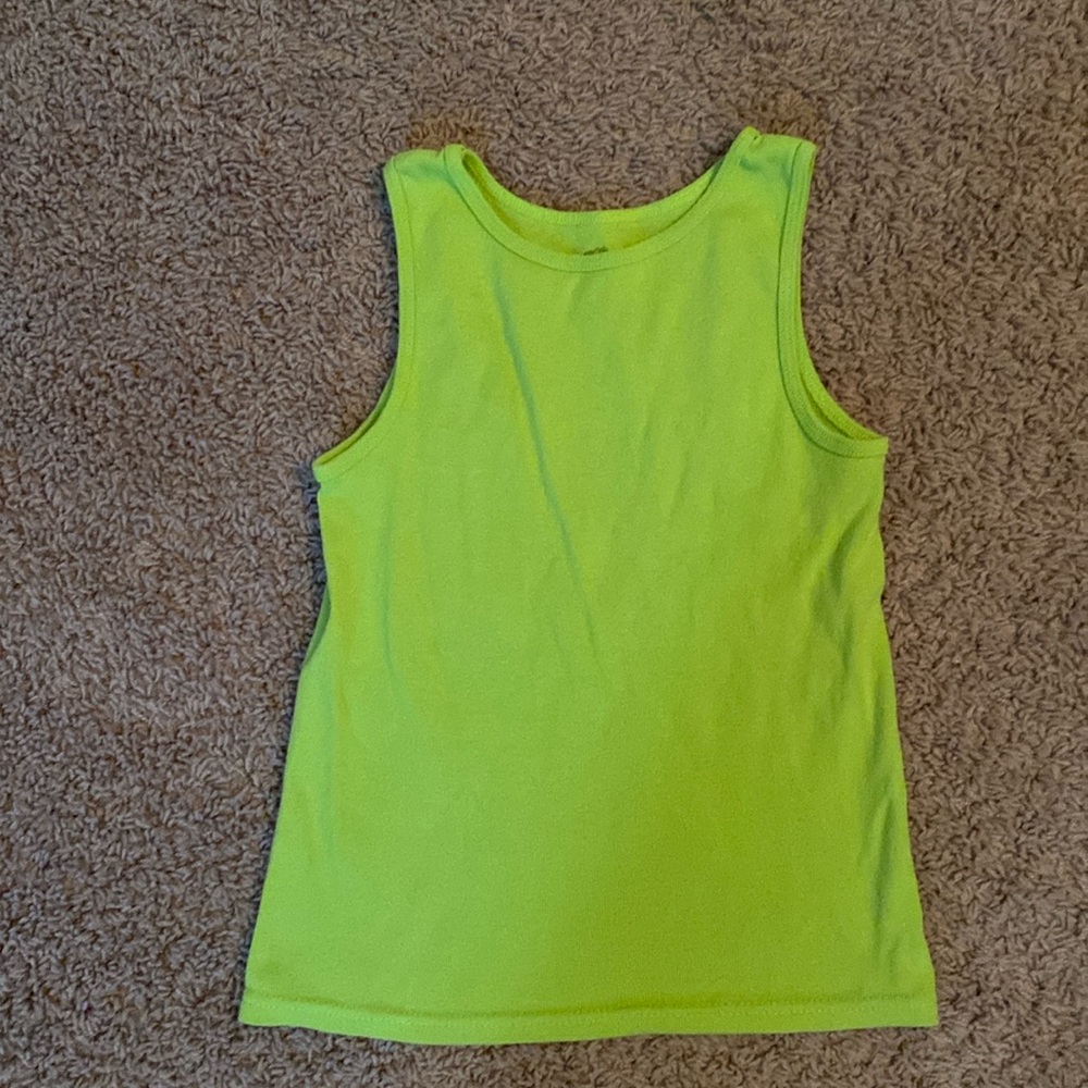 Light lime bright neon green tank top sleeveless muscle shirt size large